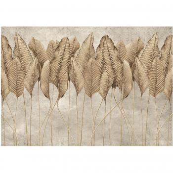 Papel de Pared Beige Palmera y Plumas 300x210 cm – Dúplex, Dormitorio y Salón
