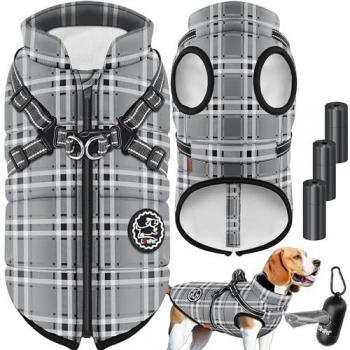 LOVPET® Winterjacke für Hunde mit Geschirr, inkl. Kotbeutelspender und 45 Kotbeuteln