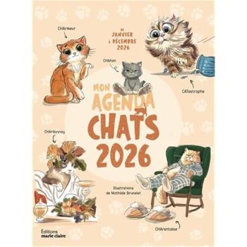 Agenda 2026 Marie-Claire - Rose - 17 x 23 cm - Mon agenda chats