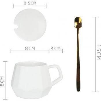 Juego de Tazas G026: Cerámica 400 ml, Café, Té y Leche