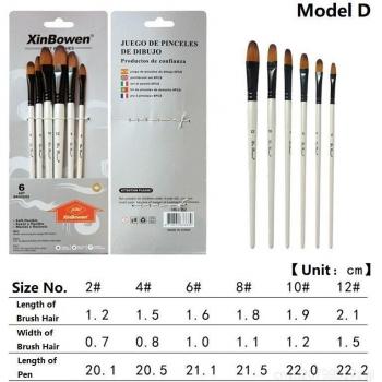 6PCS Pearl White Barrel Paint Brush Set for Art