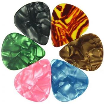 Heavy Thick Gauge Assorted Pearl Guitar Picks Sampler Pack - 50 Colorful Pieces