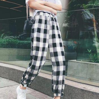 ROPALIA Women's Plaid Harem Pants