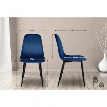 Juego de 4 sillas de comedor Napier Azul Terciopelo