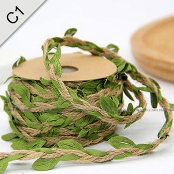 ELOMAN 10m Leaf Hemp Rope for Handmade Wedding Decor