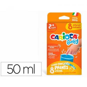 Tempera a dita superlavabile Carioca 50 ml - set da 8 colori