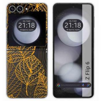 Funda Transparente Hojas para Samsung Galaxy Z Flip 6 5G