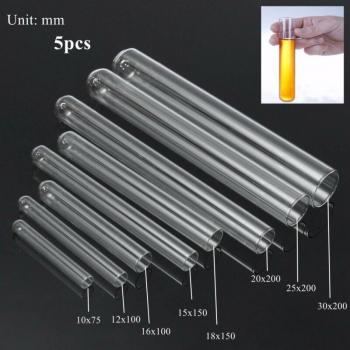 Set of 5 U-Shaped Bottom Borosilicate Glass Test Tubes, 10-30mm for Educational Purposes