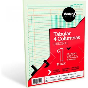 Block de Notas Tabular 4 Columnas 50 Hojas