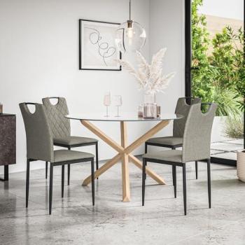 Malvern OakLegs GlassTop Dining Ensemble