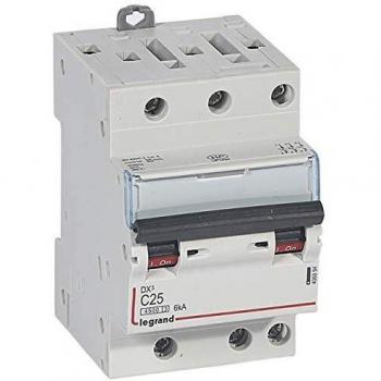 Disjoncteur DNX³4500 6kA arrivée et sortie borne à vis - tripolaire 400V~ 25A courbe C - 3 modules - LEG406894