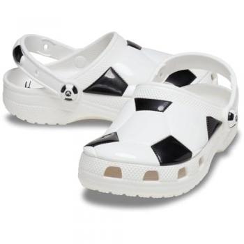 Crocs Classic Soccer Ball Clogs - White/Black - Size UK 5 Female