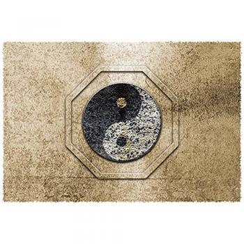 Papier Peint Zen Marron Motif Ying & Yang