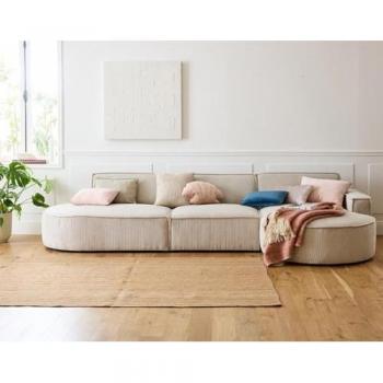 Spiaggia Lounge 5 Places – Canapé d’Angle Ronde en Velours Beige
