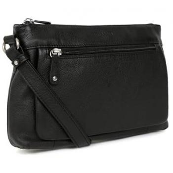 Sac porté travers en cuir confort noir femme