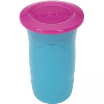 Taza infantil Nuby giratoria 360°, color rosa