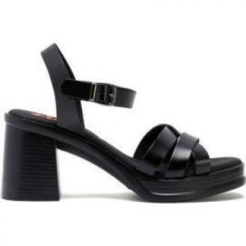 Porronet para mujer. Sandalias de Piel Isis negro -Altura tacón 8cm