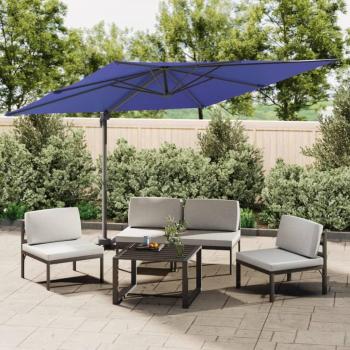 Sombrilla colgante con poste de aluminio azul celeste 400x300cm vidaXL