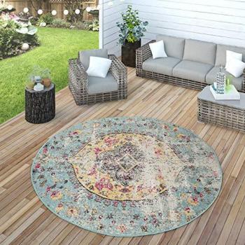 Paco Home Teppich Artigo 401, rund, Höhe: 4 mm, Kurzflor, Orient-Optik, Vintage Design, In