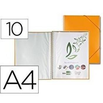 Capa catálogo espiral e elástico 10 bolsas laranja Liderpapel