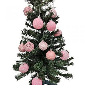 BURI Glas-Kugeln für Christbaumschmuck – Rosarot, 12‑er-Set, 6 cm