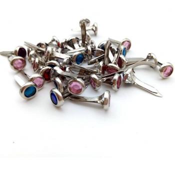 50pcs 8mm Crystal Metal Brads for DIY Projects