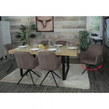 Pack de 6 chaises cuisine MENDLER HWC‑L79 – pivotantes avec accoudoirs, tissu marron