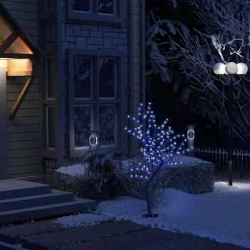 Sapin de Noël 120 cm avec éclairage LED bleu et fleurs de cerisier
