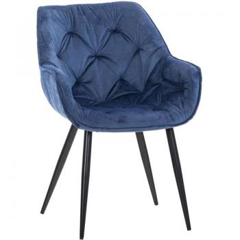 Moderna sedia da toeletta in velluto blu imbottita, FAL10532