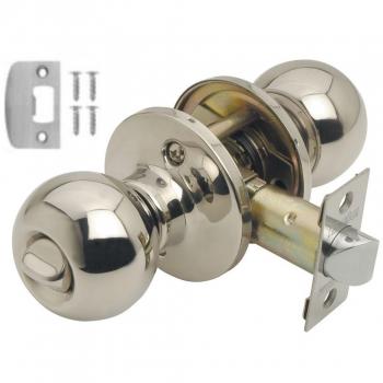 Bala Privacy Door Knobset, Adjustable Latch, Polished Stainless Steel