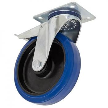 Sealey Heavy-Duty Blue Elastic Rubber Swivel Caster Wheel and Total Lock (100mm)