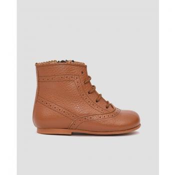 Mr. Mac Shoes - Botas de bebés en piel camel con cierre de cordones