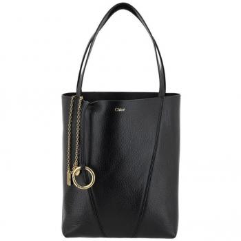 Spin Classic Black Leather Shoulder Bag