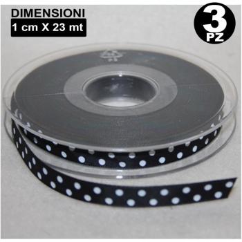 Bobina di organza raso con motivo a pois – 3 rotoli
