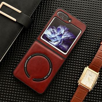 Housse en cuir PU compatible Samsung Galaxy Z Flip 5 rouge