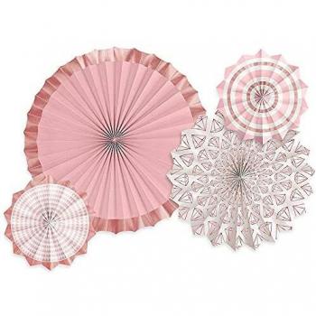 Pack de 4 Abanicos de papel oro rubor