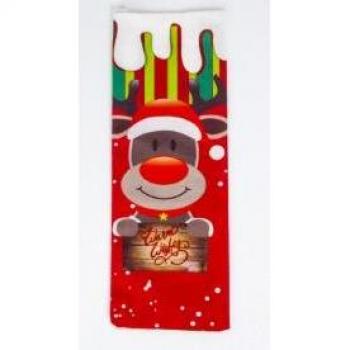 Bouteille de vin rouge en sac festif – Emballage Noël