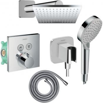 Hansgrohe ShowerSelect E Thermostat Column – Vernis Shape Flexi‑Metaflex
