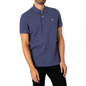 Polo Gant Regular Fit A Maniche Corte 5XL Blu Melange