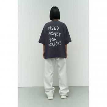 Camiseta Antracita Need Money Oversize Gris Pizarra