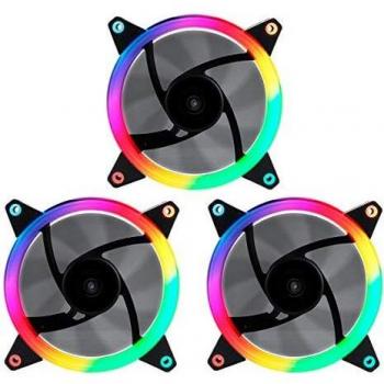KIT 3 VENTILADORES UNYKA CANDY 30 ARGB RING LED 120MM + MANDO