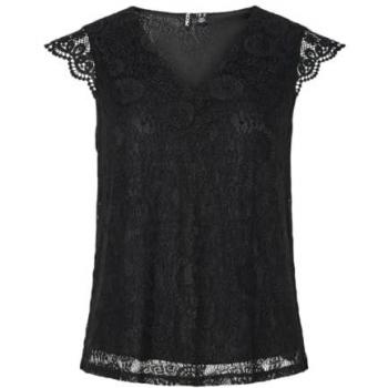Pieces Spitzentop PCOLLINE SL LACE V-NECK TOP