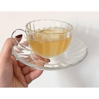 Tasses et soucoupes en verre à rayures, style nordique, 200ml