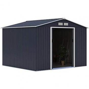 Abri de jardin en métal 7,06 m² - 277 x 255 x 202 cm - Kit d'ancrage inclus - Gris