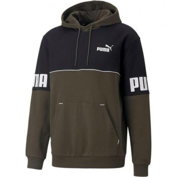 Sudadera Puma Power Colorblock Hoodie para Hombre Verde y Negro