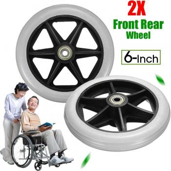 2 Stück Rollstuhl Vorderräder 6 Zoll Grau ABS Legierung Ersatz