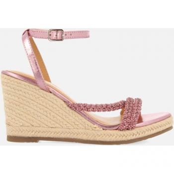 Gioseppo Piel Fucsia Tiras Pedrería Cuña Alta Yute
