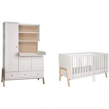 Cameretta Schardt Holly Nature, armadio con fasciatoio bianco e legno naturale