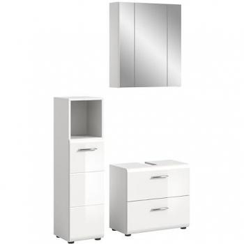 Xonox.home Badezimmer-Set in Weiß Hochglanz - 105x190x32cm (BxHxT)
