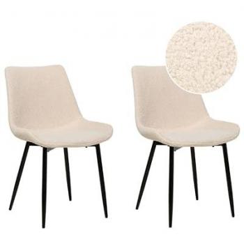 BELIANI Esszimmerstuhl 2er Set Beige Bouclé mit schwarzen Beinen
